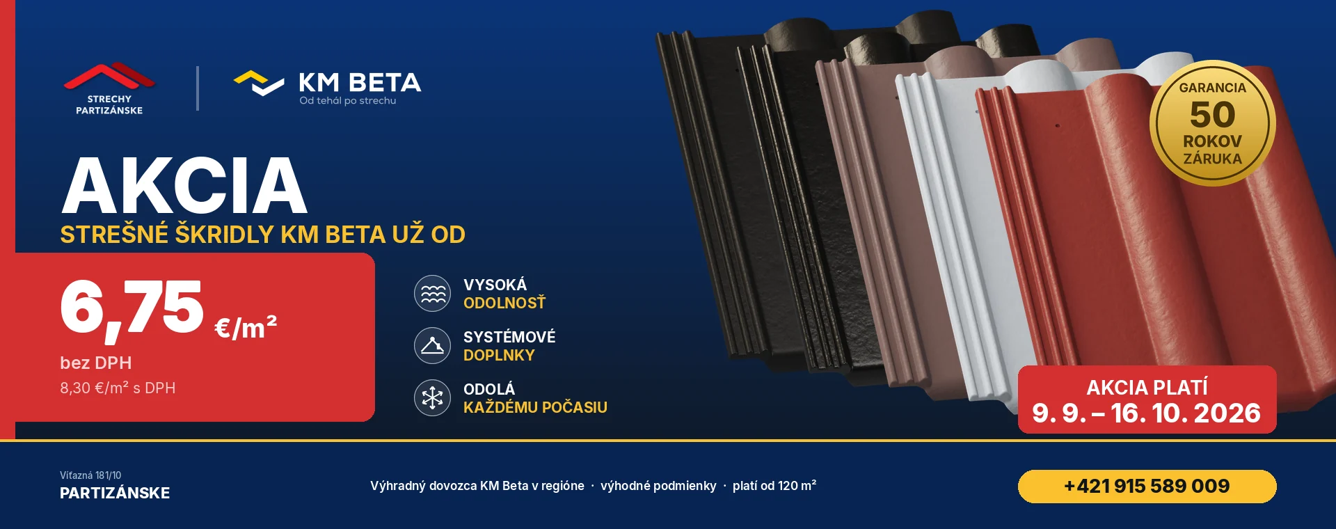 Akcia KM Beta — betónová škridla už od 6,75 €/m² bez DPH