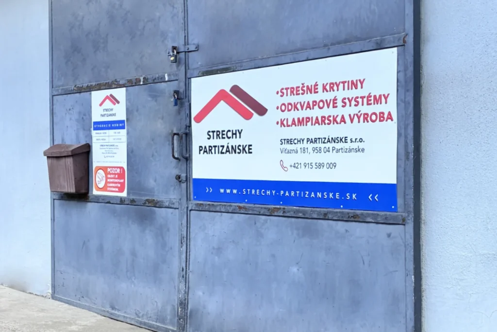 Prevádzka a sklad STRECHY PARTIZÁNSKE na Víťaznej 181/10