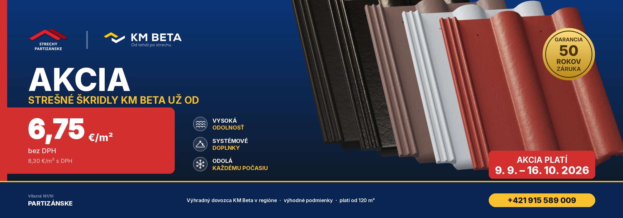 Akcia KM Beta — betónová škridla už od 6,75 €/m² bez DPH